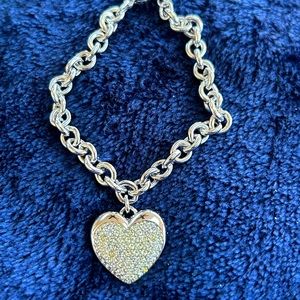 Swarovski Crystal Heart Silver-Tone Charm Bracelet